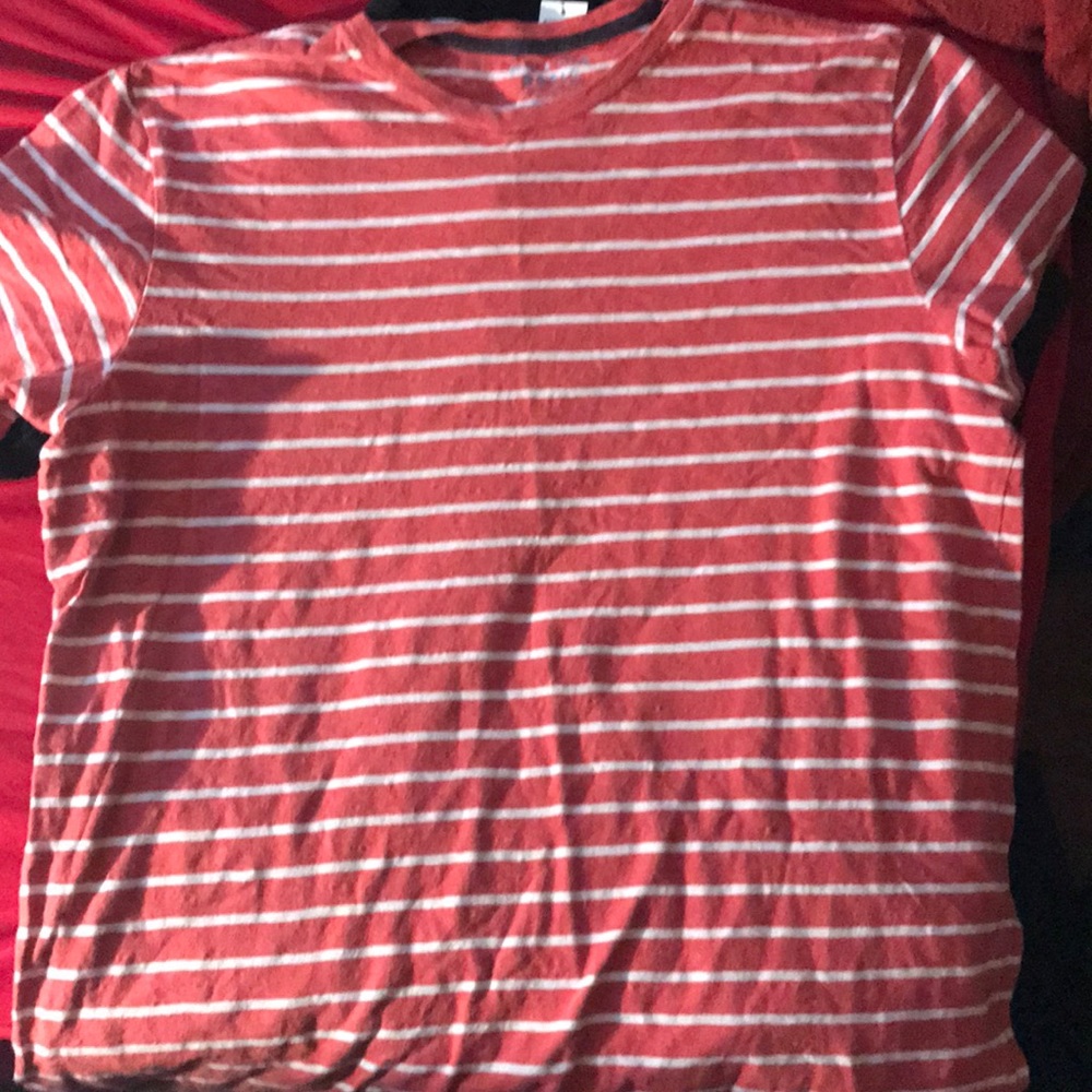 Orange white striped Thrifted Shirt